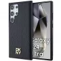 DKNY DKHMS24LPSHRPSK Capa rígida para Samsung Galaxy S24 Ultra, design em pele preto com logótipo metálico, compatível com MagSafe