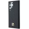 DKNY DKHMS24LPSHRPSK Capa rígida para Samsung Galaxy S24 Ultra, design em pele preto com logótipo metálico, compatível com MagSafe