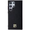 DKNY DKHMS24LPSHRPSK Capa rígida para Samsung Galaxy S24 Ultra, design em pele preto com logótipo metálico, compatível com MagSafe