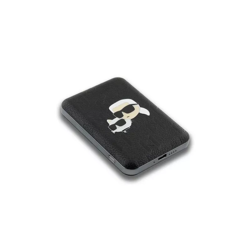 Karl Lagerfeld Power Bank Wireless 5000mAh 15W MagSafe preto Karl & Choupette Head Pin KF002166