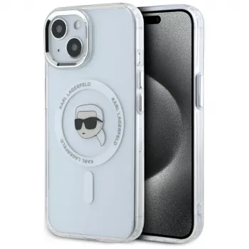 KARL LAGERFELD IML Metal Karl Head Capa MagSafe para Apple iPhone 15 - branco