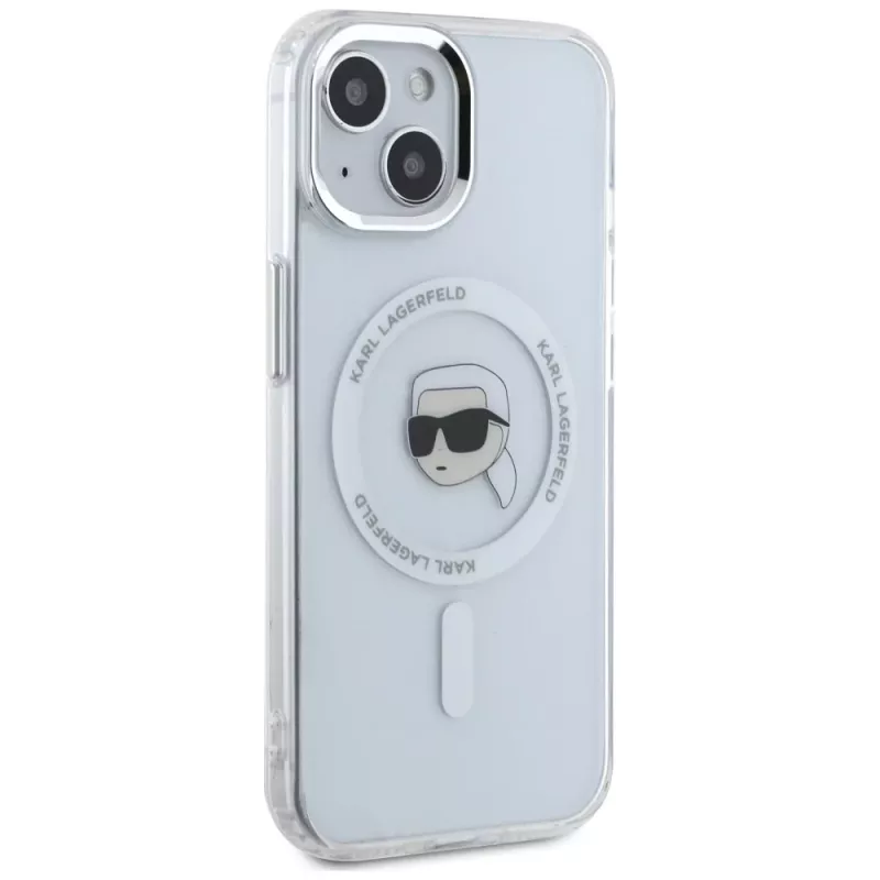 KARL LAGERFELD IML Metal Karl Head Capa MagSafe para Apple iPhone 15 - branco