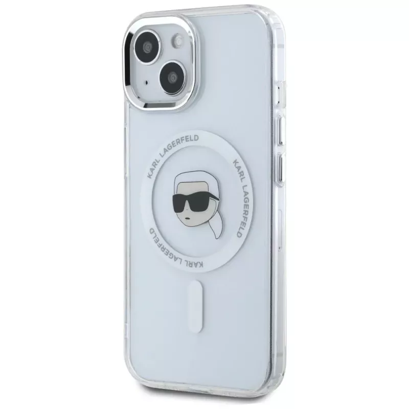KARL LAGERFELD IML Metal Karl Head Capa MagSafe para Apple iPhone 15 Plus branco