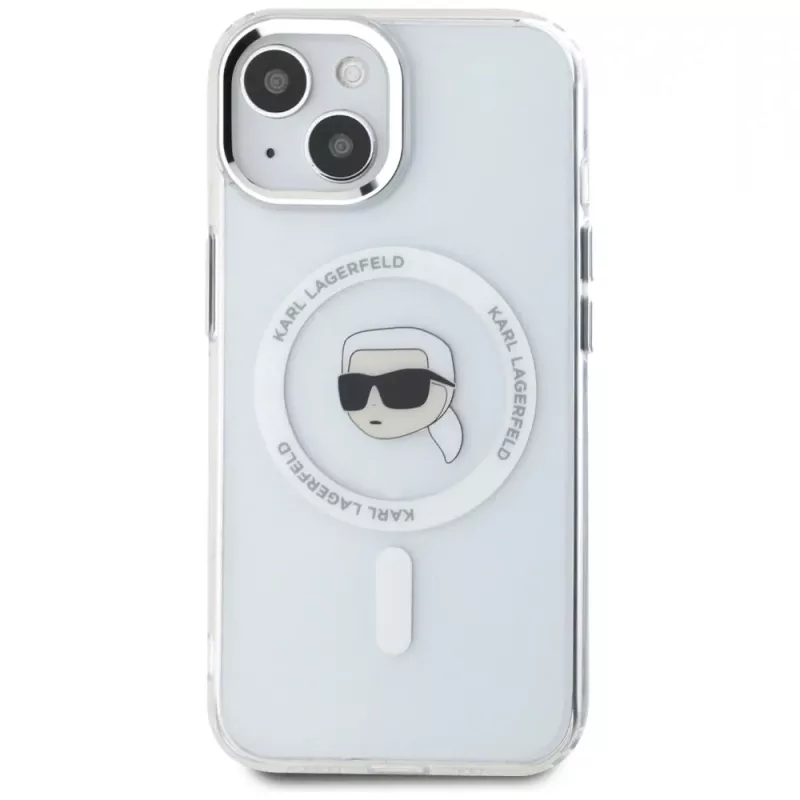 KARL LAGERFELD IML Metal Karl Head Capa MagSafe para Apple iPhone 15 Plus branco