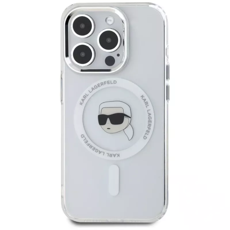 KARL LAGERFELD IML Metal Karl Head Capa MagSafe para Apple iPhone 15 Pro, branco