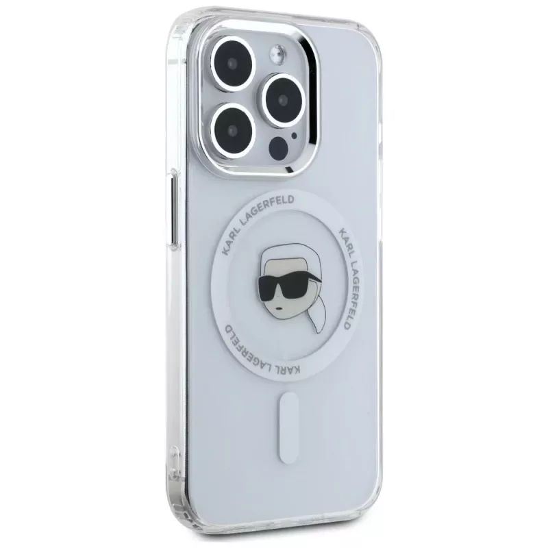 KARL LAGERFELD IML Metal Karl Head Capa MagSafe para Apple iPhone 15 Pro, branco