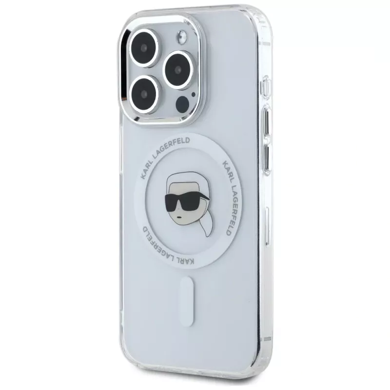 KARL LAGERFELD IML Metal Karl Head Capa MagSafe para Apple iPhone 15 Pro Max branco