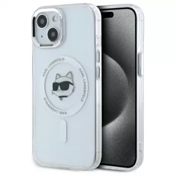 Karl Lagerfeld KLHMP15MHLSCHH Capa rígida para Apple iPhone 15 Plus 6,7 inch branco IML Metal Choupette Head MagSafe