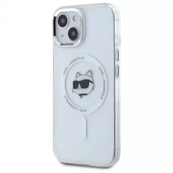 Karl Lagerfeld KLHMP15MHLSCHH Capa rígida para Apple iPhone 15 Plus 6,7 inch branco IML Metal Choupette Head MagSafe