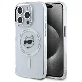 Karl Lagerfeld KLHMP15LHLSCHH Capa rígida IML Metal Choupette Head MagSafe para iPhone 15 Pro 6,1