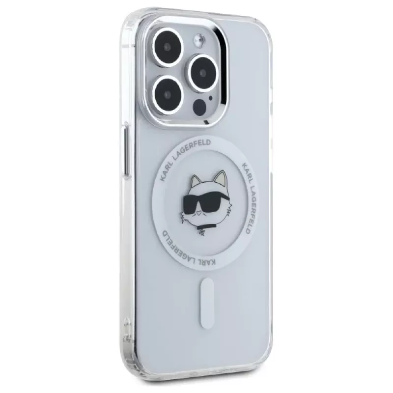 Karl Lagerfeld KLHMP15LHLSCHH Capa rígida IML Metal Choupette Head MagSafe para iPhone 15 Pro 6,1