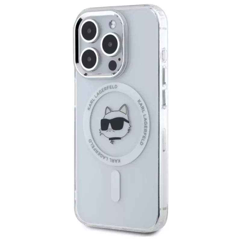 Karl Lagerfeld KLHMP15XHLSCHH Capa rígida IML Metal Choupette Head MagSafe para iPhone 15 Pro Max 6,7