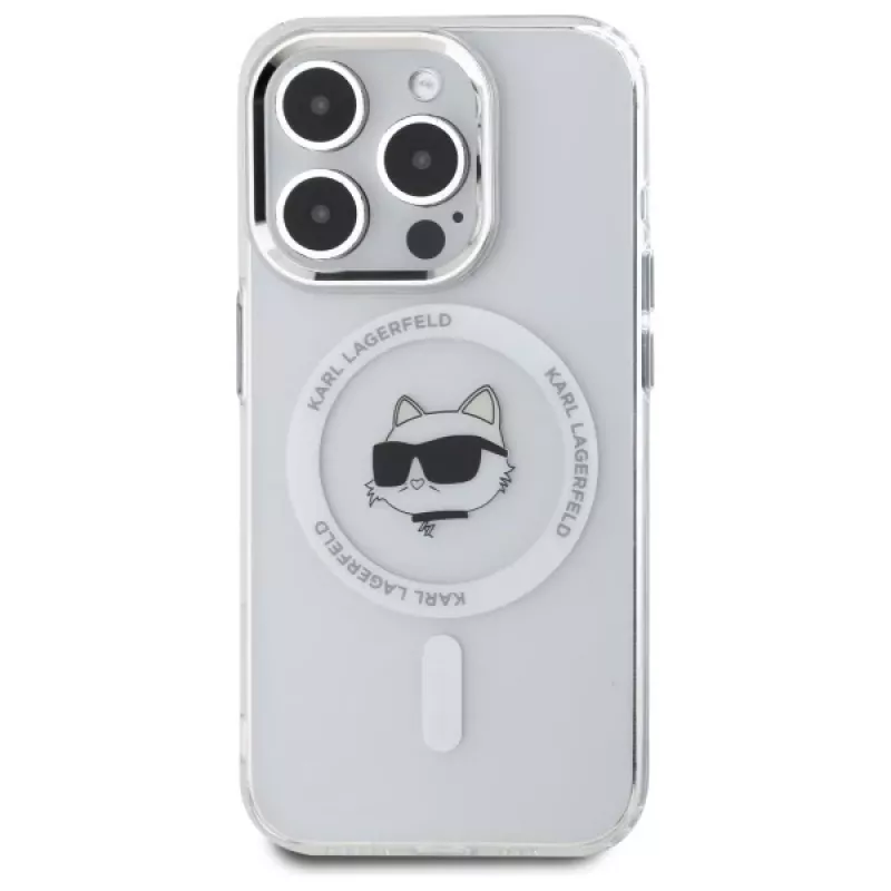 Karl Lagerfeld KLHMP15XHLSCHH Capa rígida IML Metal Choupette Head MagSafe para iPhone 15 Pro Max 6,7