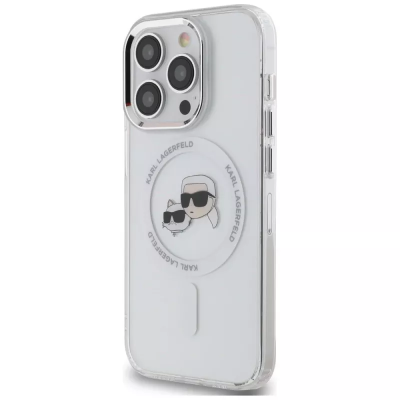 Karl Lagerfeld KLHMP14LHLSKCH Capa rígida IML Metal Karl & Choupette Head MagSafe para iPhone 14 Pro 6,1 inch branca