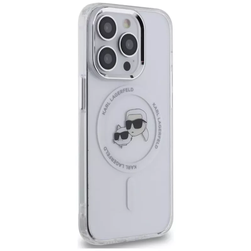 Karl Lagerfeld KLHMP14LHLSKCH Capa rígida IML Metal Karl & Choupette Head MagSafe para iPhone 14 Pro 6,1 inch branca