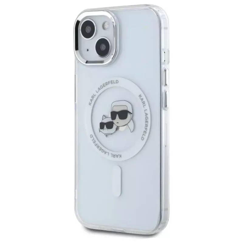 Karl Lagerfeld KLHMP15SHLSKCH Capa rígida IML Metal Karl & Choupette Head MagSafe para Apple iPhone 15 6,1