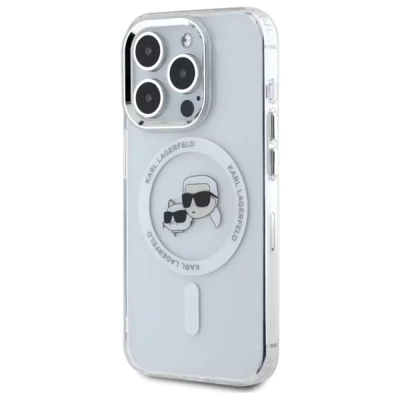 Karl Lagerfeld KLHMP15LHLSKCH Capa rígida IML Metal Karl & Choupette Head MagSafe para iPhone 15 Pro 6,1