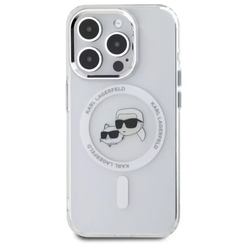 Karl Lagerfeld KLHMP15LHLSKCH Capa rígida IML Metal Karl & Choupette Head MagSafe para iPhone 15 Pro 6,1