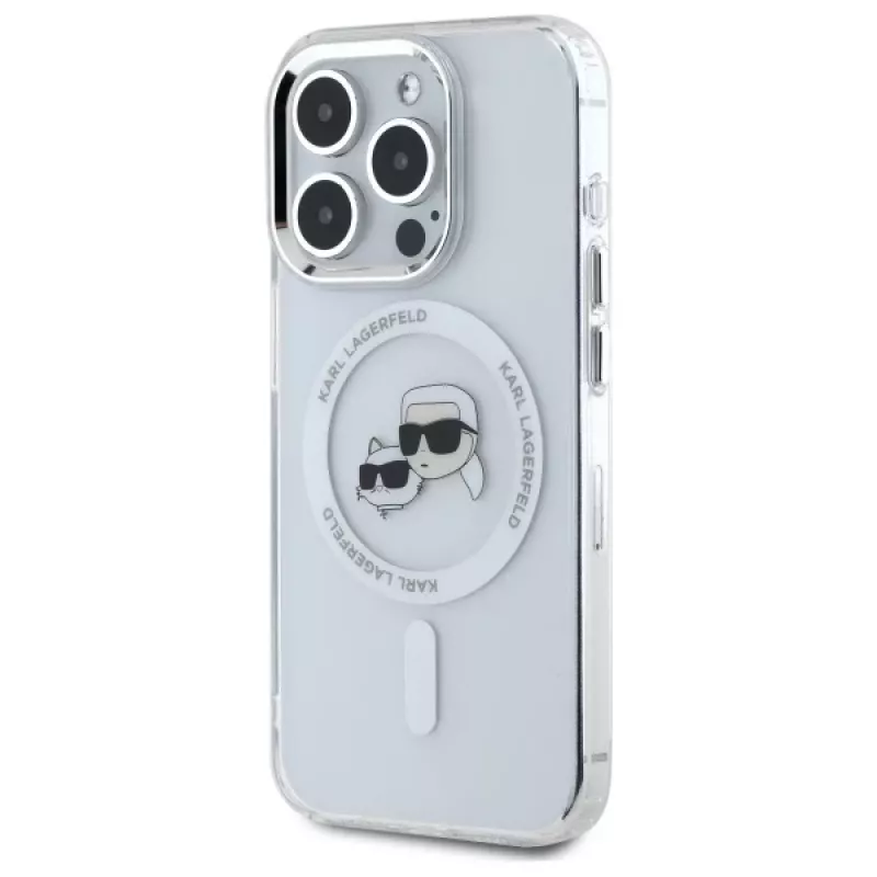 Karl Lagerfeld KLHMP15XHLSKCH Capa rígida IML Metal Karl & Choupette Head MagSafe para iPhone 15 Pro Max 6,7