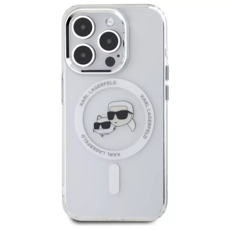 Karl Lagerfeld KLHMP15XHLSKCH Capa rígida IML Metal Karl & Choupette Head MagSafe para iPhone 15 Pro Max 6,7
