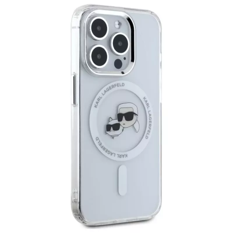 Karl Lagerfeld KLHMP15XHLSKCH Capa rígida IML Metal Karl & Choupette Head MagSafe para iPhone 15 Pro Max 6,7