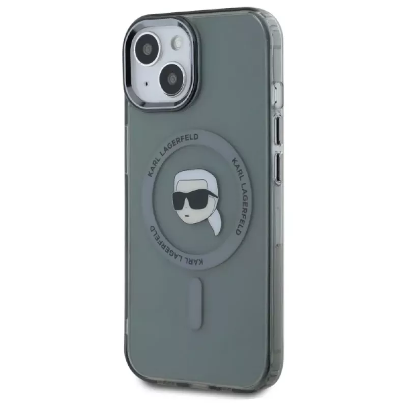 Karl Lagerfeld KLHMP15SHLSKIK Capa rígida IML Metal Karl Head MagSafe para Apple iPhone 15 6,1