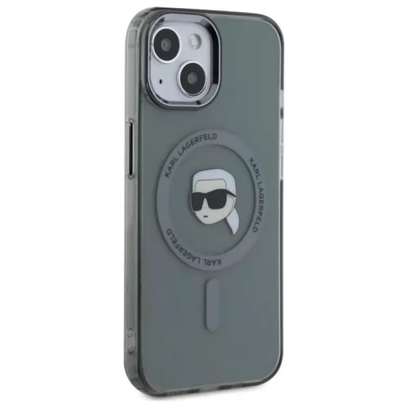 Karl Lagerfeld KLHMP15SHLSKIK Capa rígida IML Metal Karl Head MagSafe para Apple iPhone 15 6,1