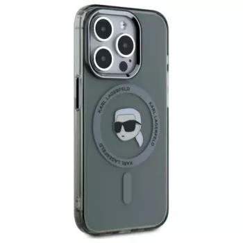 Karl Lagerfeld KLHMP15LHLSKIK Capa rígida IML Metal Karl Head MagSafe para Apple iPhone 15 Pro 6,1 inch preta