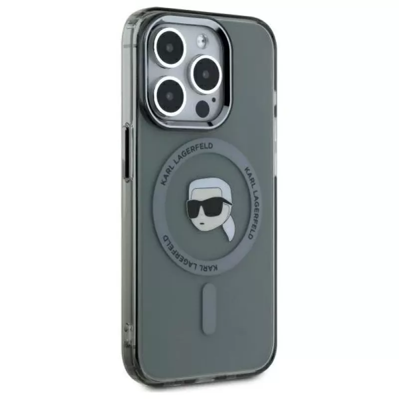 Karl Lagerfeld KLHMP15XHLSKIK Capa rígida IML Metal Karl Head MagSafe para iPhone 15 Pro Max 6,7