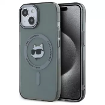 Karl Lagerfeld KLHMP15SHLSCHK Capa rígida IML Metal Choupette Head MagSafe para iPhone 15 6,1