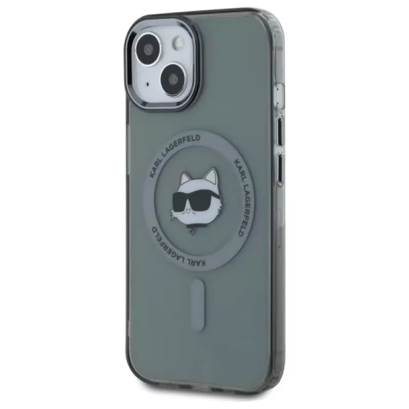 Karl Lagerfeld KLHMP15SHLSCHK Capa rígida IML Metal Choupette Head MagSafe para iPhone 15 6,1