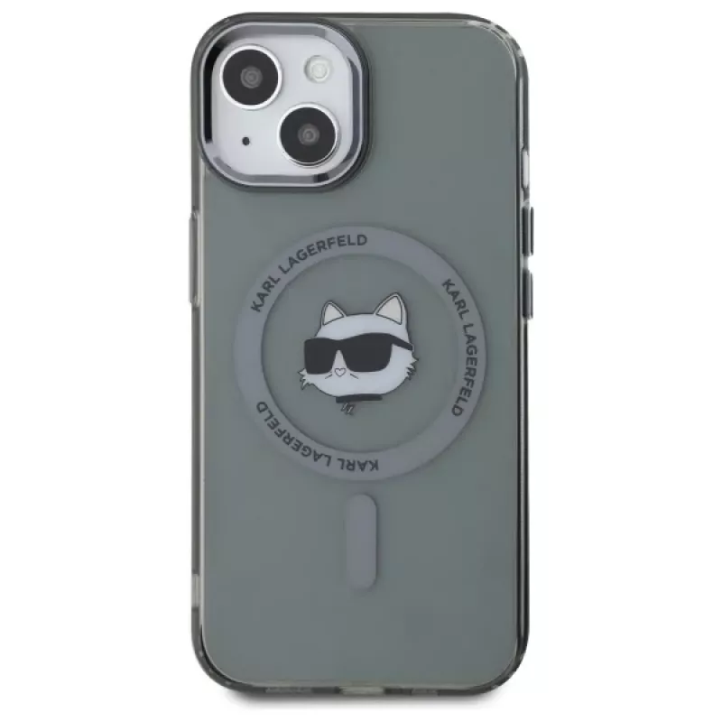 Karl Lagerfeld KLHMP15SHLSCHK Capa rígida IML Metal Choupette Head MagSafe para iPhone 15 6,1