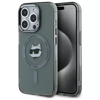Karl Lagerfeld KLHMP15LHLSCHK Capa rígida IML Metal Choupette Head MagSafe para iPhone 15 Pro 6,1