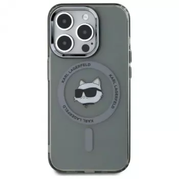Karl Lagerfeld KF002417 Capa rígida IML Metal Choupette Head MagSafe para iPhone 15 Pro Max 6,7 inch preta