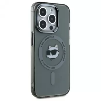 Karl Lagerfeld KF002417 Capa rígida IML Metal Choupette Head MagSafe para iPhone 15 Pro Max 6,7 inch preta
