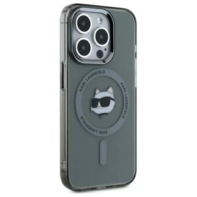 Karl Lagerfeld KF002417 Capa rígida IML Metal Choupette Head MagSafe para iPhone 15 Pro Max 6,7