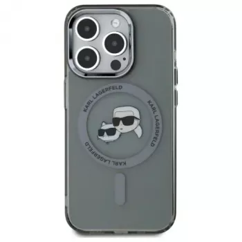 Karl Lagerfeld KLHMP15LHLSKCK Capa rígida IML Metal Karl & Choupette Head MagSafe para iPhone 15 Pro 6,1 inch preta