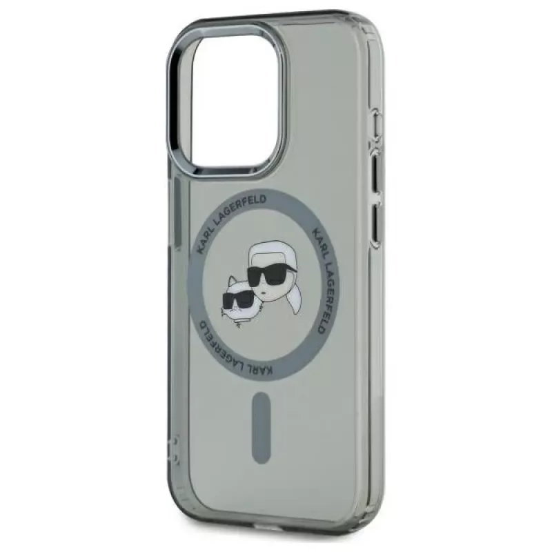 Karl Lagerfeld KLHMP15LHLSKCK Capa rígida IML Metal Karl & Choupette Head MagSafe para iPhone 15 Pro 6,1
