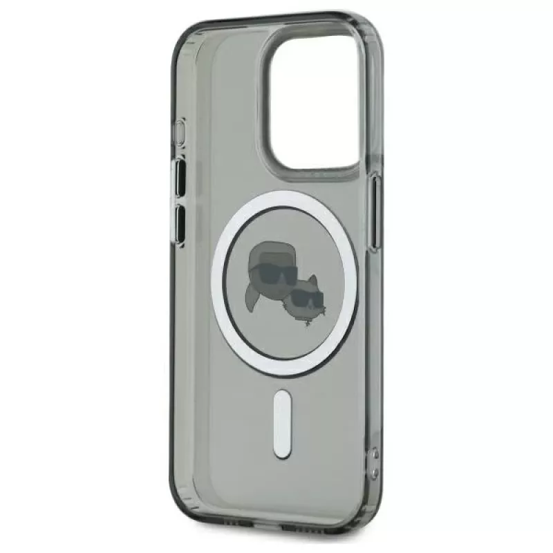 Karl Lagerfeld KLHMP15LHLSKCK Capa rígida IML Metal Karl & Choupette Head MagSafe para iPhone 15 Pro 6,1