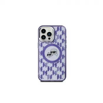 Karl Lagerfeld KLHMP15SHMCKMHU Capa traseira IML Monogram Karl & Choupette Head MagSafe para Apple iPhone 15 6,1