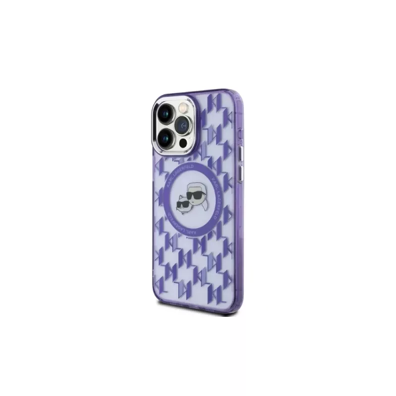 Karl Lagerfeld KLHMP15LHMCKMHU Capa IML Monogram Karl & Choupette Head MagSafe para iPhone 15 Pro 6,1 inch lilás