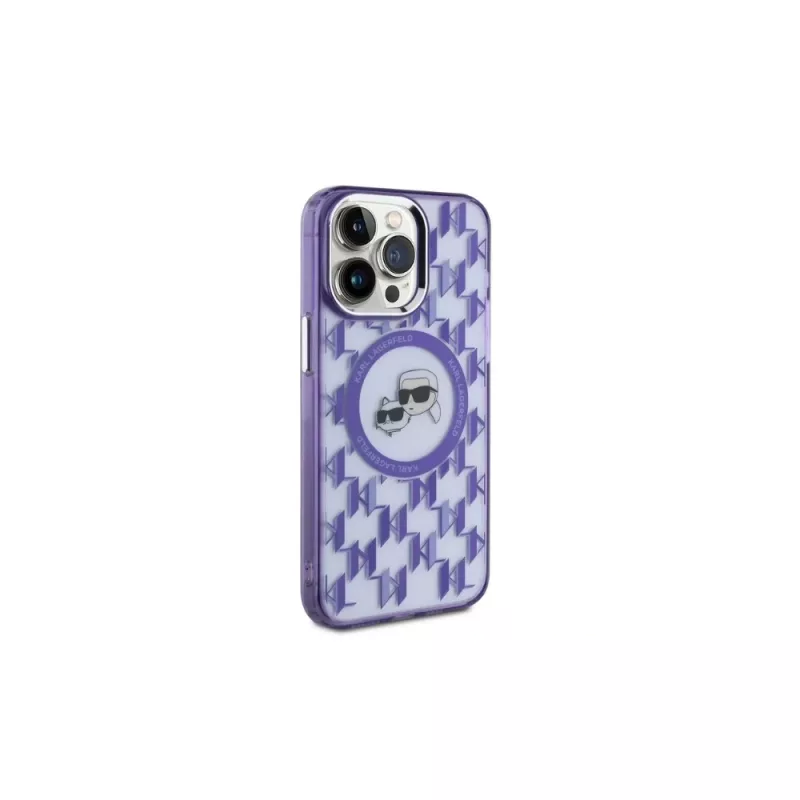 Karl Lagerfeld KLHMP15XHMCKMHU Capa traseira IML Monogram Karl & Choupette Head MagSafe para iPhone 15 Pro Max 6,7