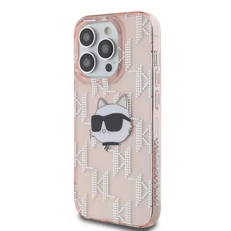 Karl Lagerfeld KLHCP14LHKLPCHP Capa rígida IML Choupette Head & Monogram rosa para Apple iPhone 14 Pro 6,1