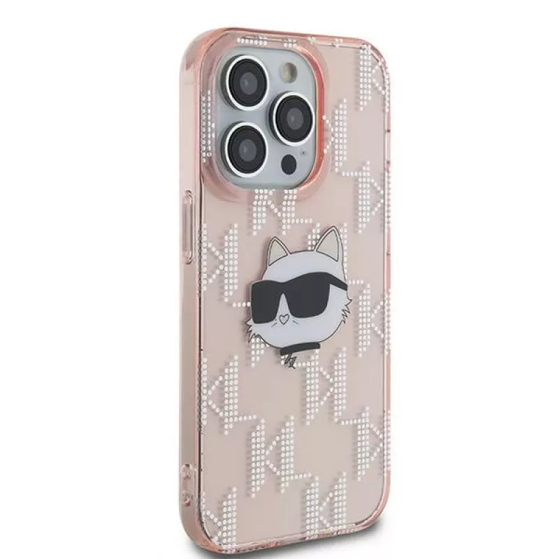 Karl Lagerfeld KLHCP14XHKLPCHP Capa rígida IML Choupette Head & Monogram rosa para iPhone 14 Pro Max 6,7