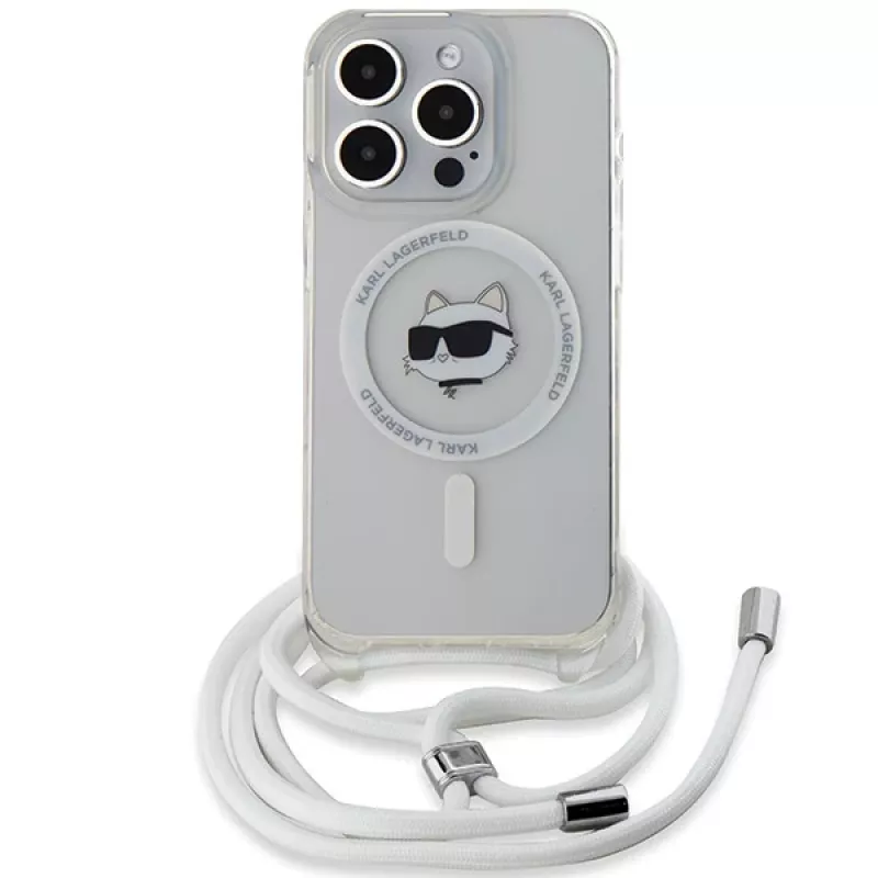 Karl Lagerfeld KLHMP13XHCCHNT Capa rígida IML Choupette Head & Cord MagSafe transparente para iPhone 13 Pro Max 6,7