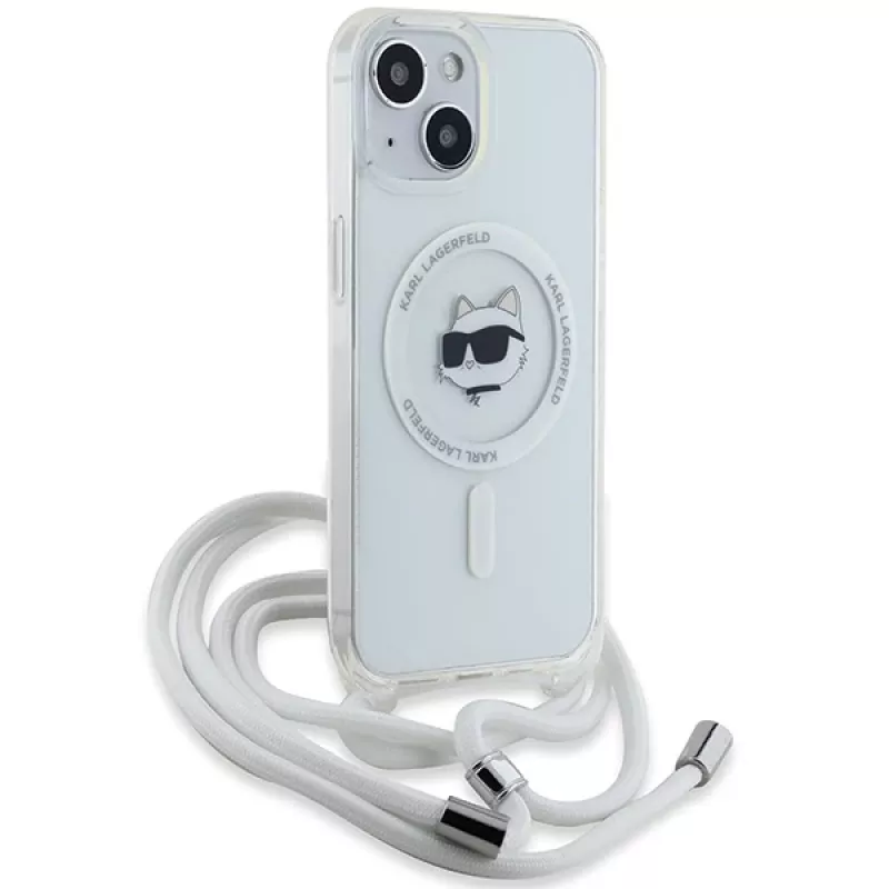 Karl Lagerfeld KLHMP15SHCCHNT Capa rígida IML Choupette Head & Cord MagSafe transparente para iPhone 15 / 14 / 13 6,1