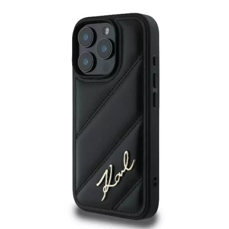 Karl Lagerfeld Capa rígida Quilted Signature para iPhone 16 Pro, preta