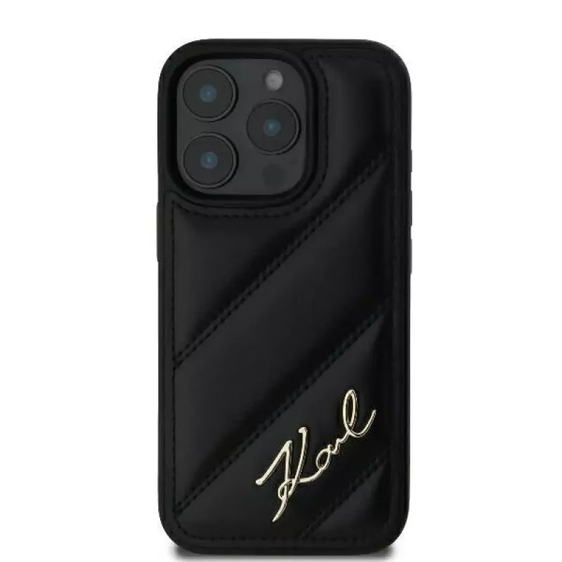 Karl Lagerfeld Capa rígida Quilted Signature para iPhone 16 Pro, preta