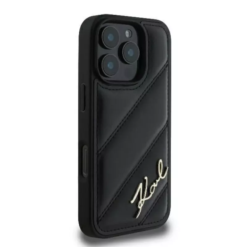 Karl Lagerfeld Capa rígida Quilted Signature para iPhone 16 Pro, preta