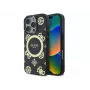 Guess GUHMP16LH4PYEEK Capa rígida IML Peony On 4G Background MagSafe preta para Apple iPhone 16 Pro 6,3